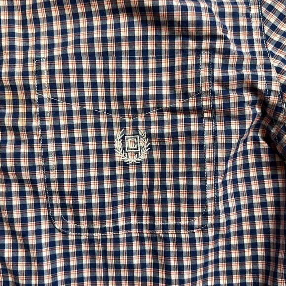 Chaps Mens size Large Dress shirt Easy Care Blue Red Plaid Button Down wedding - Picture 2 of 4